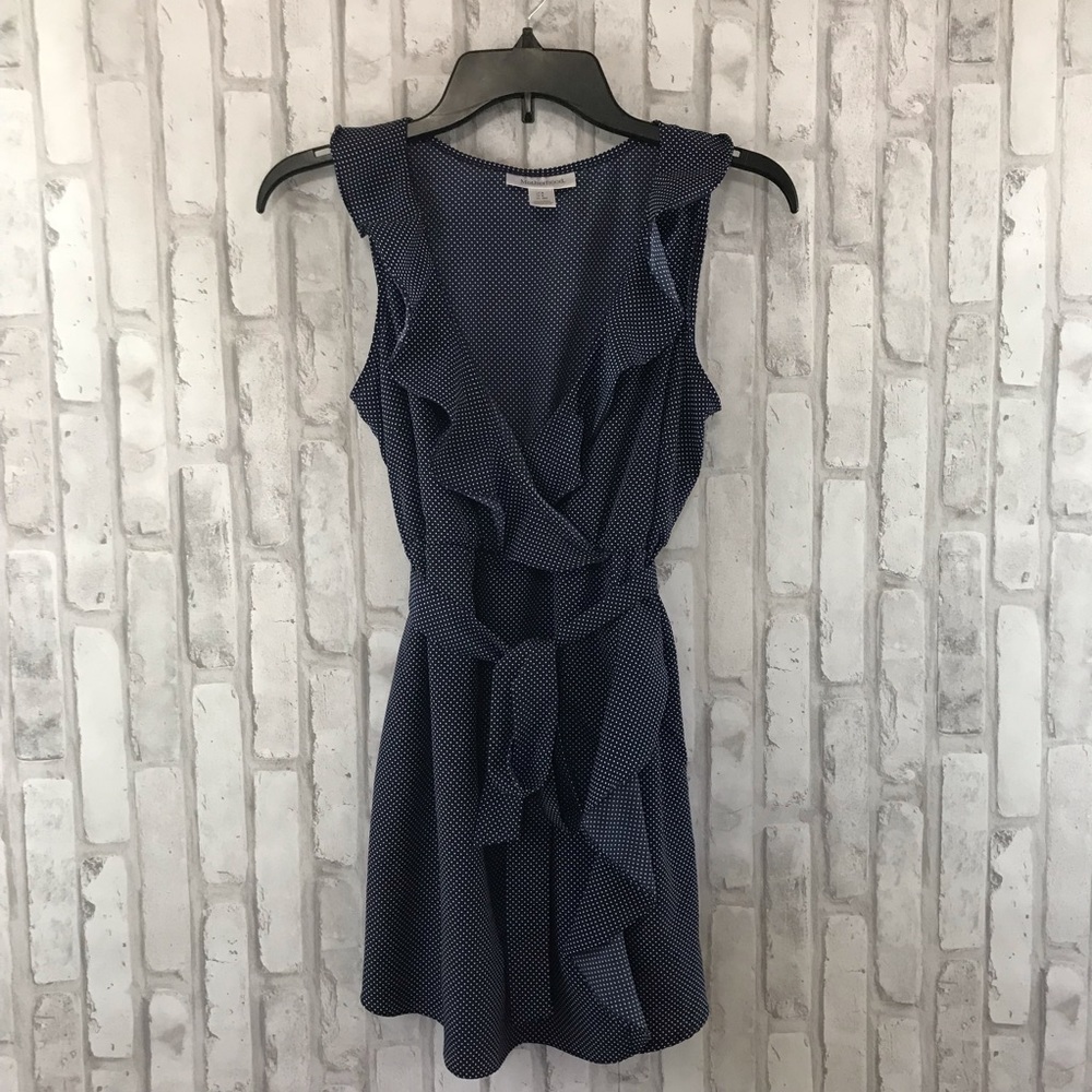 Motherhood Maternity Navy Polka Dot Ruffled Dress